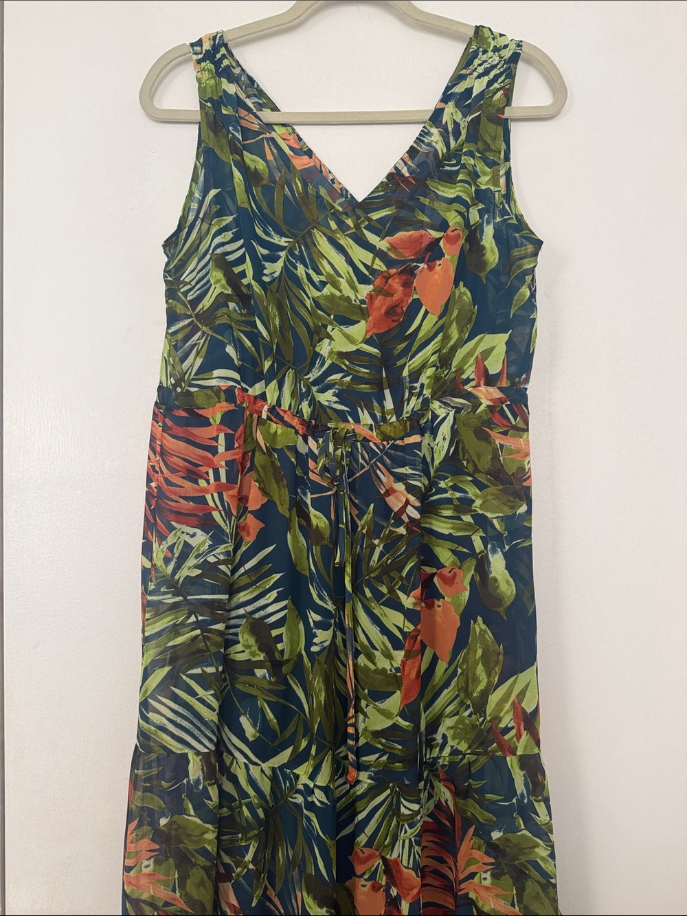 Adyson Parker Tropical Leaf Print Sleeveless Maxi Dress - Navy & Green